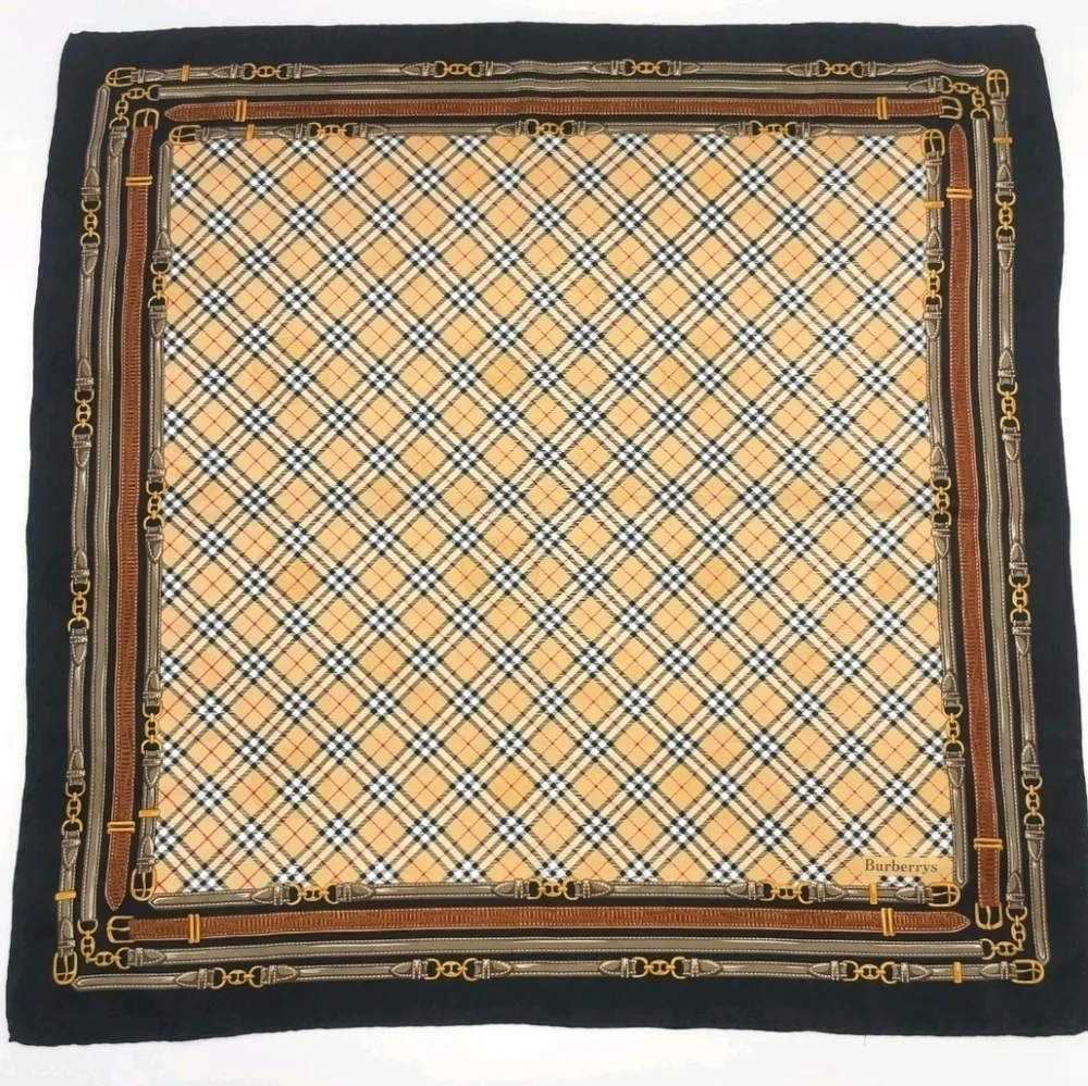BURBERRYS Plaid and Chain Print Vintage Scarf